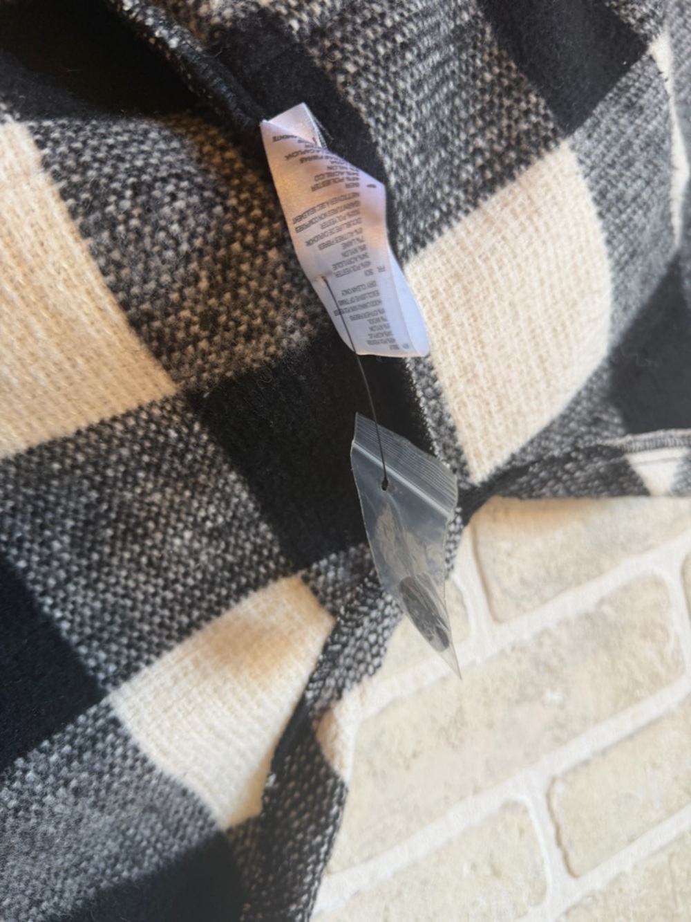 cloth & stone Black and Cream Plaid Hooded Shacket - Picture 5 of 6